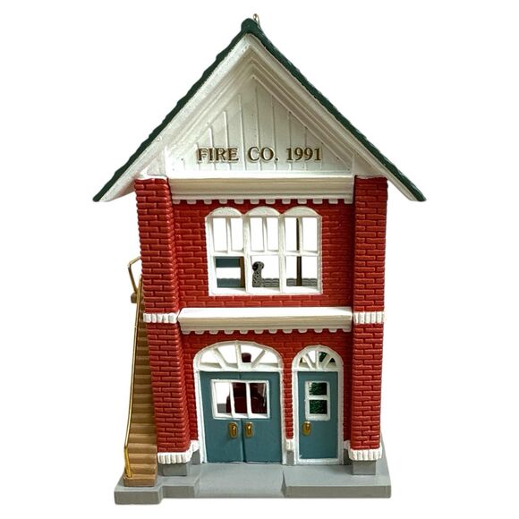 1991 Hallmark Fire Station Ornament Nostalgic Houses Series MIB Christmas - Picture 2 of 9